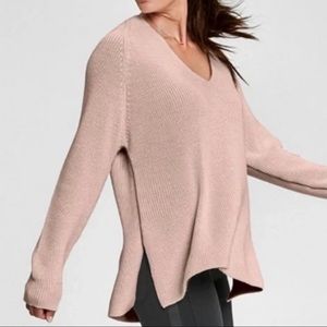 Athleta cropped blush pink v neck knit sweater